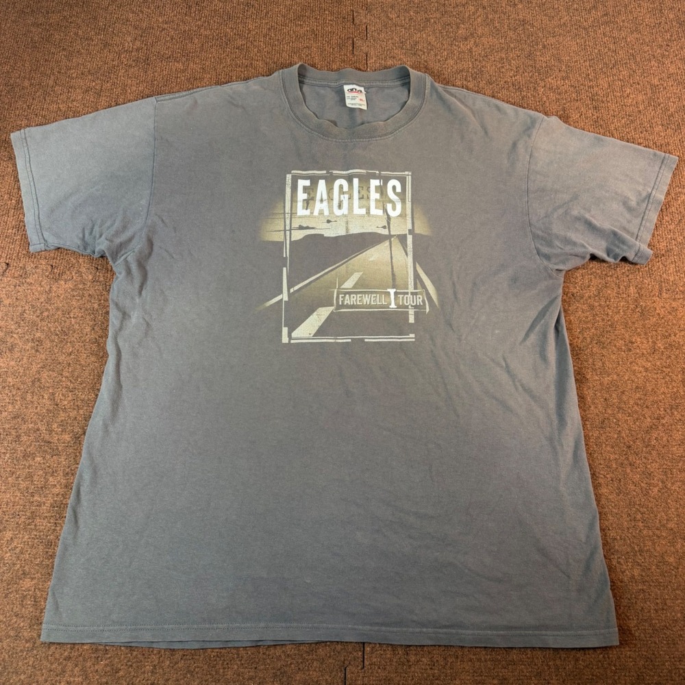 Eagles Farewell I Tour T-Shirt Mens XL Gray 2004 Concert Band Tee Road Graphic